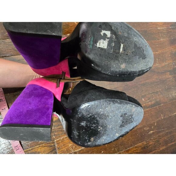 Pierre Hardy Suede Colorblock Colorful Heels Cut Out - Picture 9 of 16